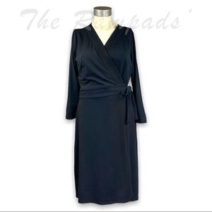 Ann Taylor Black Long-sleeve Side-swept Tie Dress Size 6